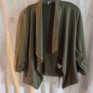 Khaki Open Front Cardigan